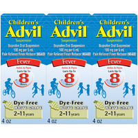 Advil Children's Pain Reliever and Fever Reducer, Dye Free Children's Ibuprofen for Pain Relief, Liquid Ibuprofen for Children, White Grape - 4 Fl Oz (Pack of 3)