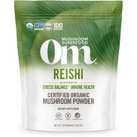 Om Mushroom Superfood Reishi Organic Mushroom Powder, 7.05 Ounce Pouch, 100 Servings, Adaptogen, Stress & Immune Support, Superfood Mushroom Supplement
