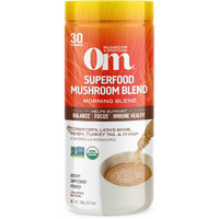 Om Mushroom Superfood Morning Energy Blend Mushroom Powder Drink, 8.47 Ounce Canister, Coffee Free Energy Drink with Cordyceps, Vitamin D2, Agaricus Bisporus, Lion's Mane, Rhodiola, and Turkey Tail