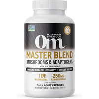 Om Mushroom Superfood Master Blend Mushrooms & Adaptogens, Capsules Supplement, 160 Count, 40 Servings, 10 Mushroom Complex, Adaptogens for Immune Health, Vitality, Stress Relief (Packaging May Vary)