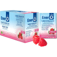 Ener-D Raspberry Multivitamin Drink Powder - Sugar Free Vitamin D3 - Immune & Energy Support - for Men & Women - Zinc, Vitamin B & C, Electrolytes - Vegan, Non-GMO Real Fruit Juice - 24 Servings