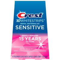 Crest 3D Whitestrips Sensitive At-home Teeth Whitening Kit, 18 Treatments, Gently Removes 15 Years of Stains