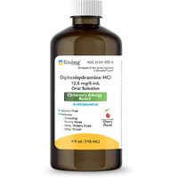 Rising Health - Allergy Relief Liquid Medicine with Diphenhydramine HCl 12.5mg/5ml - Kids' Allergy Syrup for Allergy Symptoms Like Runny Nose, Itchy Eyes & More - Cherry Flavor - 4 fl. oz