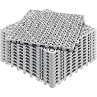 VEVOR Modular Interlocking Cushion, 12 Pack 12" x 12" Splicing Drainage Mats, Soft PVC Interlocking Drainage Floor Tiles, Non-Slip Drainage Holes for Restroom, Bathroom, Kitchen, Pool, Wet Areas, Gray