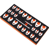 VEVOR 3/8" Drive Crowfoot Wrench Set with 2 Extension Bars, 24-Piece Crows Foot Wrench Set, SAE 3/8"-1" and Metric 10-22 mm, CR-MO Steel Crowfoot Wrench Set, with EVA Tool Organizer