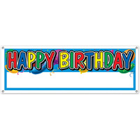 12-Pack Happy Birthday Sign Banner: Vibrant Colors for Festive Celebrations