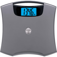 Taylor Precision Products Digital Scales for Body Weight, Extra High 440 LB Capacity, Built in Handle, Jumbo Blue Readout, Durable Platform, 13.0 x 12.0 Inches, Silver Metallic