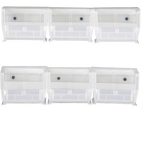 Hang-n-Stack Bin,  package, includes: (6) 5-3/8L x 4-1/8W x 3H (QUS210) clear bin and (2) bin rails