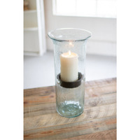 MINI GLASS CANDLE CYLINDERS W RUSTIC INSERT - LARGE