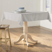 LA Linen Polyester Poplin Square Tablecloth, 58 by 58-Inch, Light Gray