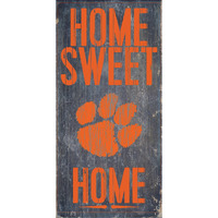 Clemson Tigers Wood Sign - Home Sweet Home 6"x12"