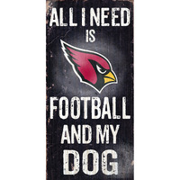 Arizona Cardinals Wood Sign - Football and Dog 6"x12"