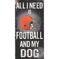 Cleveland Browns Wood Sign - Football and Dog 6"x12"