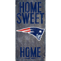New England Patriots Wood Sign - Home Sweet Home 6"x12"