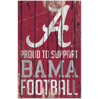 Alabama Crimson Tide Sign 11x17 Wood Proud to Support Design