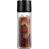 SOMA Double Wall Glass Tea and Coffee Cold Brew Bottle, Black, 12oz (SM18501K)
