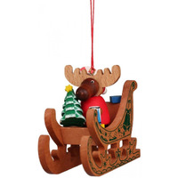 Christian Ulbricht Ornament - Moose in Sled - 2.5"H x 1.5"W x 3"D