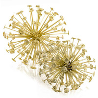 6.5" X 6.5" X 6.5" Gold Starburst Spheres Set Of 2