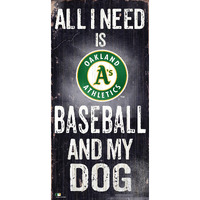 Oakland Athletics Sign Wood 6x12 Baseball and Dog Design Special Order