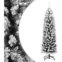 vidaXL Slim Artificial Christmas Tree with Flocked Snow Green 5 ft PVC
