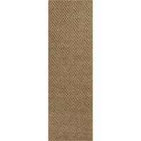 8' Natural Beige Hand Woven Herringbone Jute Indoor Runner Rug