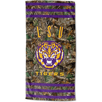 LSU OFFIcIAL NcAA Realtree Stripes Beach Towel 30 x 60(D0102H94V9W)