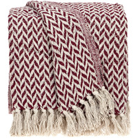 Burgundy Handloom Herringbone Weave with Tassels