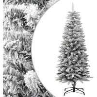 vidaXL Artificial Slim Christmas Tree with Flocked Snow 4 ft PVC&PE