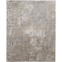 2 X 3 Tan Ivory And Blue geometric Power Loom Distressed Area Rug