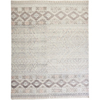2 X 3 gray Ivory And Pink geometric Hand Knotted Area Rug