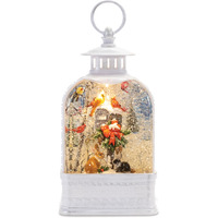 LED Snow Globe Lantern with Woodland Animals 9.75"H