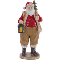 Farmer Santa Figurine with Lantern 9.5"H