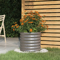 vidaXL Garden Planter Powder-coated Steel 15.7"x15.7"x14.2" Gray