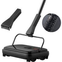 VEVOR Carpet Sweeper, 7.87 in Sweeping Paths, Floor Sweeper Manual Non Electric, 300 ml Dustbin Capacity with Comb for Home Office Rugs Hardwood Surfaces Wood Floors Laminate, Cleans Dust Pet Hair