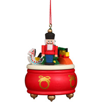 Christian Ulbricht Ornament - Red Music Box With Nutcracker