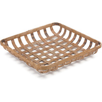 Set Of Two Brown Square Bamboo Basket Trays