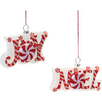 Glass Peppermint Joy and Noel Ornament (Set of 6)