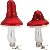 Frost Glass Mushroom Clip Ornament (Set of 12)