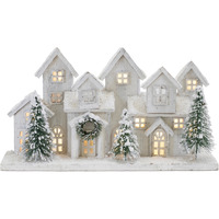 LED Flocked Winter Village Display 17"L