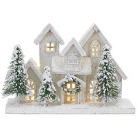 LED Flocked Holiday Village Display 12.5"L