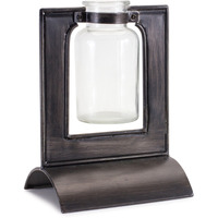 Glass Bottle Vase in Metal Holder 8"H