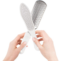 EZgOODZ White 2 Sided Foot File 107 x 27 with Additional corns Scraper 3 in 1 Professional Pedicure Foot File callus Remover for Feet Made from 304 Quality Stainless Steel Upgraded Model 2022(D0102HIMMSU)