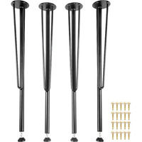 VEVOR Hairpin Metal Table Legs 28 Inch Desk Legs Set of 4 Heavy Duty Bench Legs 3-Rod Metal Furniture Legs Wrought Iron Coffee Table Legs Home DIY for Dining Table w/ Rubber Floor Protectors Black