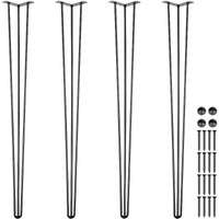 VEVOR Hairpin Table Legs 36" Black Set of 4 Desk Legs 880lbs Load Capacity (Each 220lbs) Hairpin Desk Legs 3 Rods for Bench Desk Dining End Table Chairs Carbon Steel DIY Heavy Duty Furniture Legs