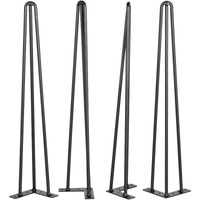 VEVOR Hairpin Table Legs 24" Black Set of 4 Desk Legs 880lbs Load Capacity (Each 220lbs) Hairpin Desk Legs 3 Rods for Bench Desk Dining End Table Chairs Carbon Steel DIY Heavy Duty Furniture Legs