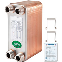 VEVOR Heat Exchanger 3"x7.5" 40 Plates Brazed Plate Heat Exchanger 316L 3/4" MPT Heat Exchanger B3-12A Beer Wort Chiller for Hydronic Heating