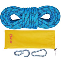 VEVOR Static Climbing Rope, 32 ft Outdoor Rock Climbing Rope with 26KN Breaking Tension, 0.4'' /10 mm High Strength Safety Rope, Escape Rope with 2pcs Carabiner and Storage Bag