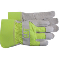 GLOVE CUFF PIG PALM W. HIGH VIS BACK LRG