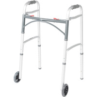 Deluxe Two Button Folding Walker with 5" Wheels
