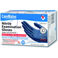 CareMates Nitrile Medical Exam Gloves, Latex Free Rubber, Powder Free, Extra Strong, 4 Mil Thick, Certified for Home Infusion, First Aid, Food Safe, Cleaning Gloves, Medium, 50-Count